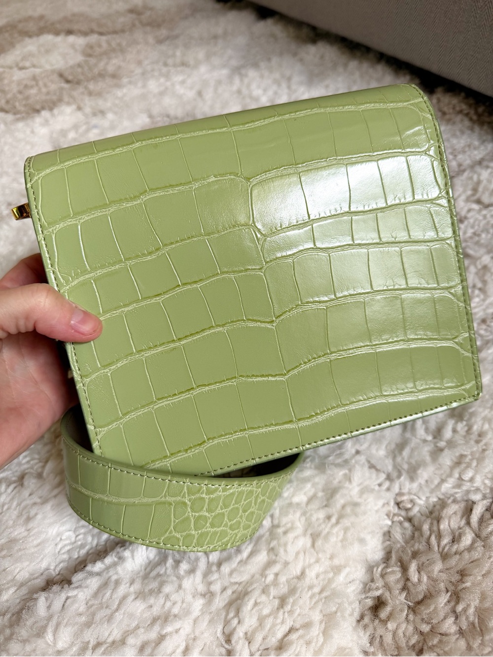 JW PEI green croc embossed shoulder crossbody bag - Picture 12 of 13